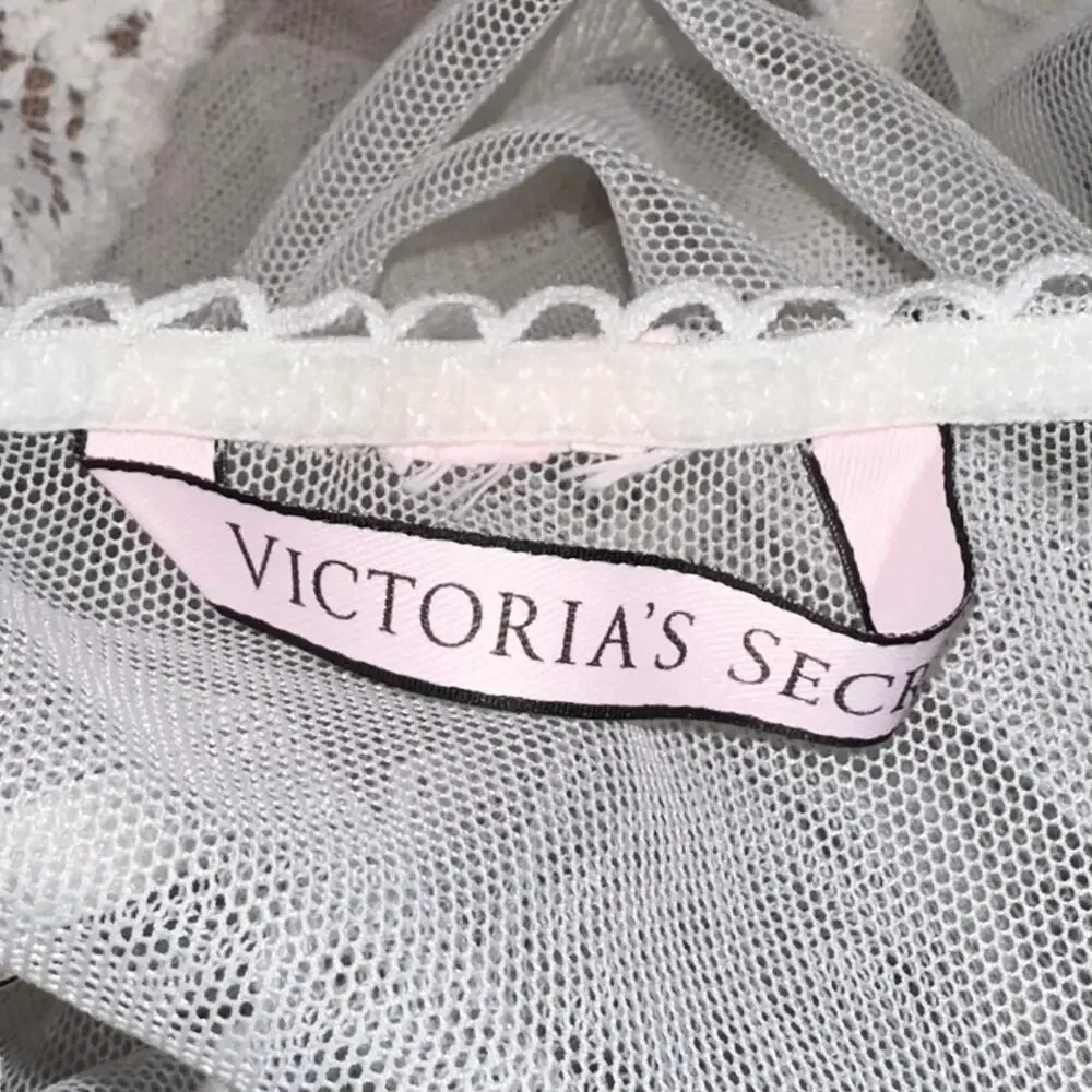 Victorias Secret White Lace Mesh Babydoll Lingerie Chemise